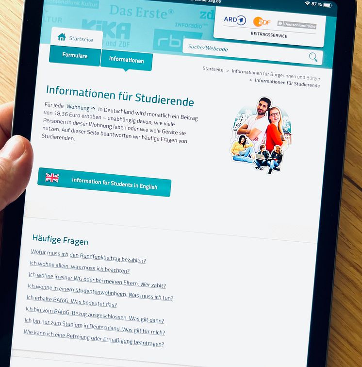 Landingpage Studierende