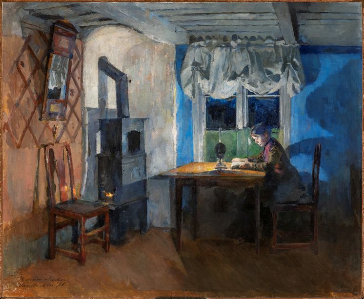 Harriet Backer, Ved lampelys, 1890.