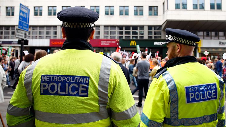 Officers policing demonstration in London -16x9.jpg