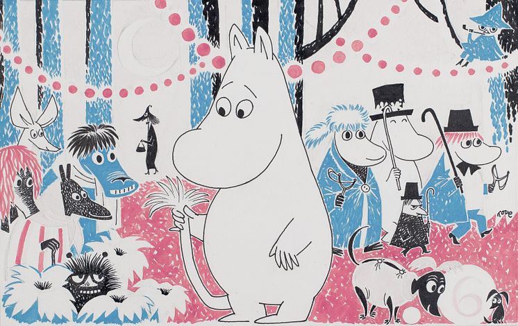 Tove Jansson, skiss till serieomslag. ©️Moomin Characters™