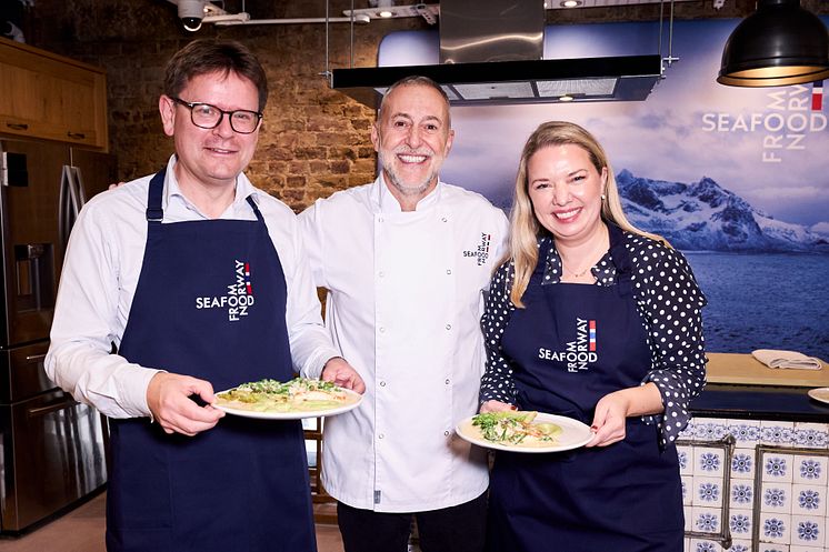 UK NSC Director Victoria Braathen with Norwegian Deputy Ambassador and Chef Michel Roux .jpg