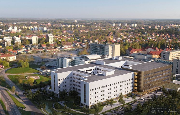 Visionsbild nya akutsjukhuset Västerås. Flygbild. Copyright_Region VästmanlandLINK arkitekturCarlstedts arkitekterTMRW.jpg