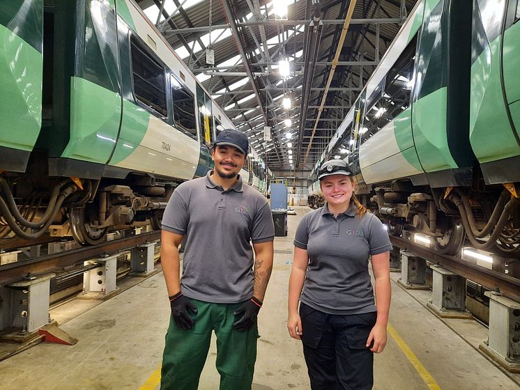 From left: Elias Pablo and Katie Short at Selhurst depot