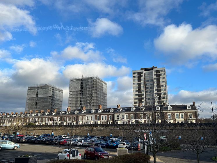 Three blocks of flats in Newcastle included in the study.jpg