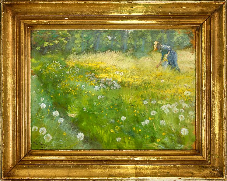 P. S. Krøyer- "Fru Marie Krøyer i Haven paa Skagen". Sign. S.K. 22 Juni 1892. Olie på træ. 23 x 33.jpg