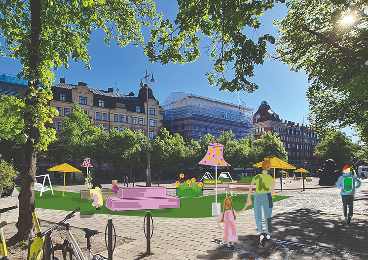 Illustration: sommar på Järntorget