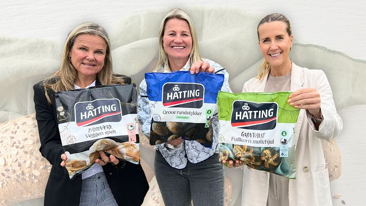 Tre Hatting kolleger med rundstykkeposer med nytt design