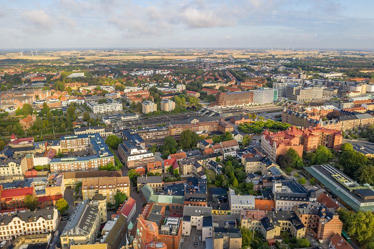 Drönarbild över centrala Lund