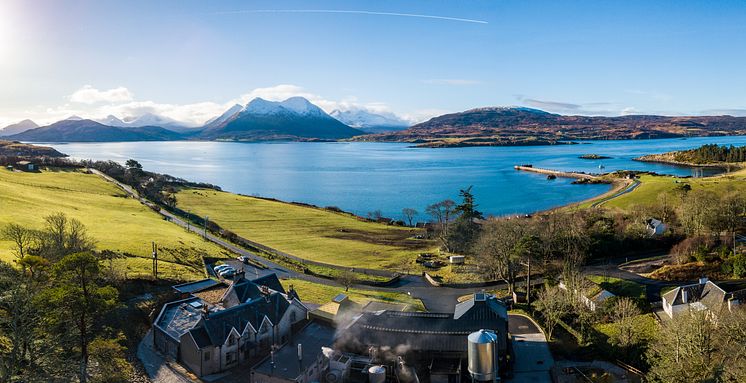 Distillery Panorama from Above, view of Glamaig, Distillery and Pier - Drone.jpg