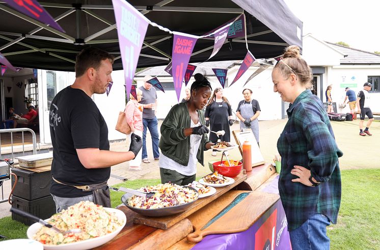Fran Wilson and Angellica Bell at the Taste of Cricket event at Bushy Park CC.jpg