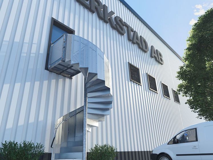 Spiraltrappa JOS (Kvadratiska hål) verkstadsexteriör.jpg