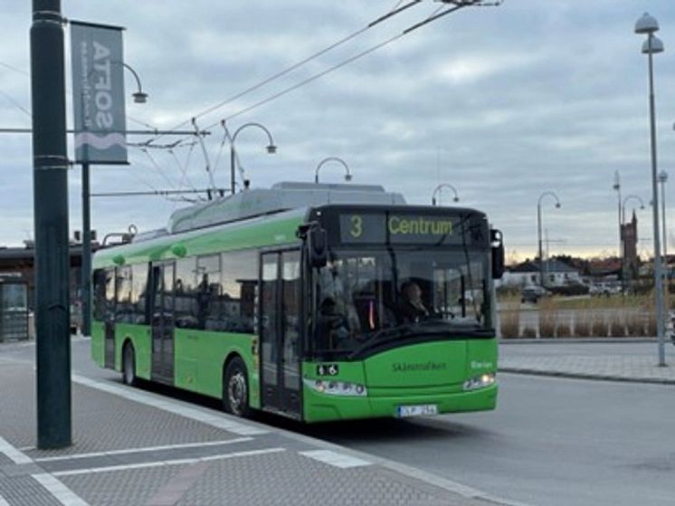 Grön trådbuss i Landskrona.