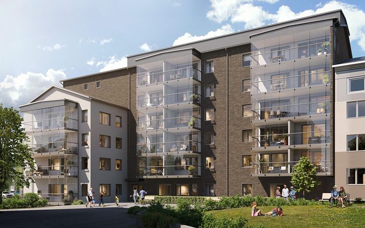 Brf Arken i Umeå gårdsvy