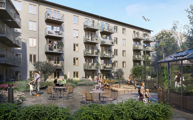 Brf Björkstigen vy från innergård