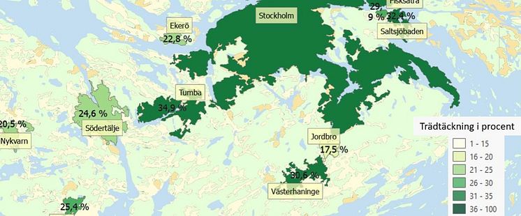 Metria och Boverkets nationella kartläggning av trädtäckning i städer