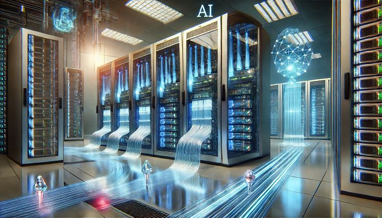 DALL·E 2024-10-22 15.55.42 - A high-tech futuristic scene illustrating AI-driven computer technology combined with liquid-cooled data center solutions. The image shows a modern da.webp