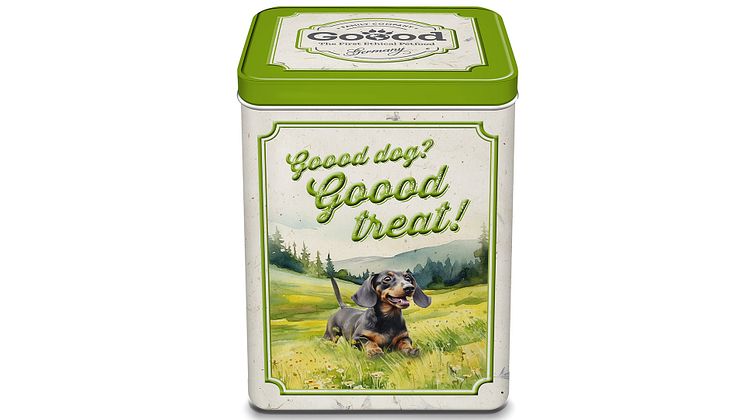 Goood Petfood Retro Vorratsdose mit Dackel und Vintageschrift