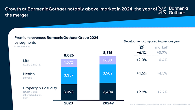 Overview premium revenues BarmeniaGothaer 2024
