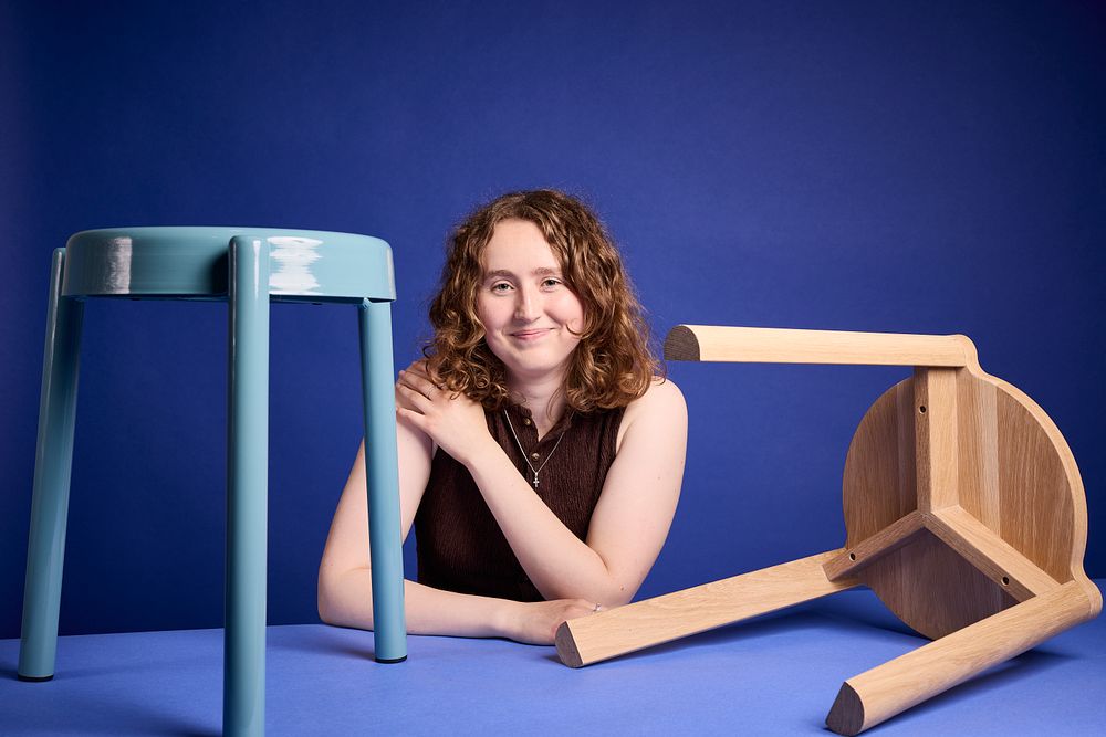 Libby Hutton with her project, The Bakery Stools