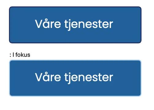 Illustration av två identiska knappar. Som standard har knappen en ram med en mörkblå färg. I fokus med tangentbordet är samma ram ljusblå.