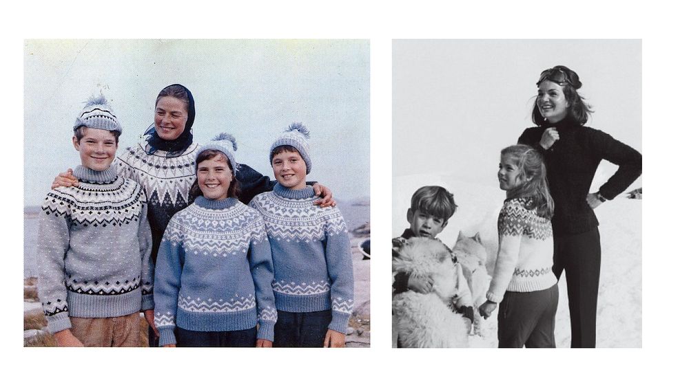 Ingrid Bergman m/barn og Jackie Kennedy m/barn