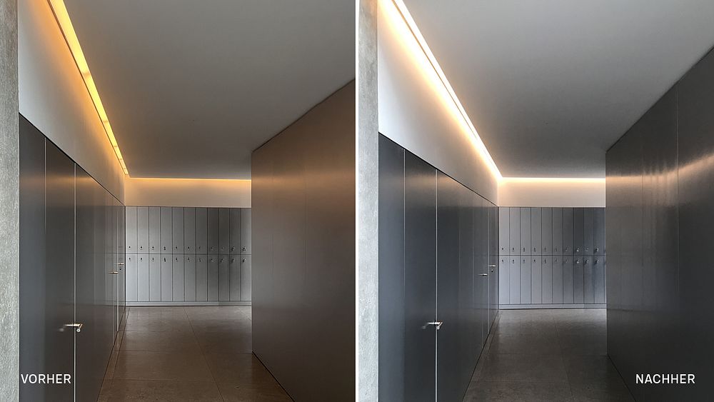 Lichtsanierung in der Kunsthalle Weishaupt, Ulm. Lichtkanal
