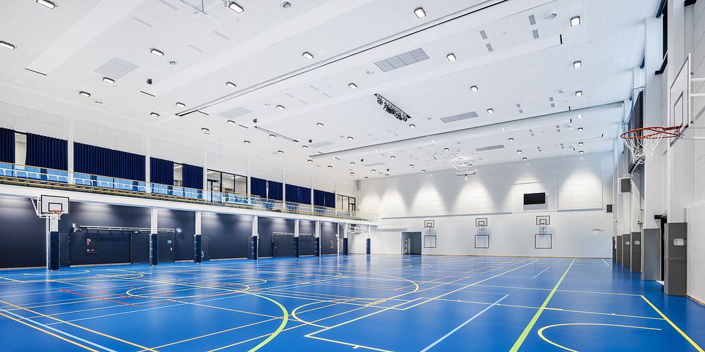 Sports hall of the Vihtavuori School Centre, Laukaa, Finland.