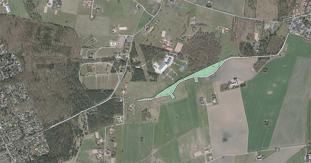 Planområde för cykelväg Hofterup-Dösjebro