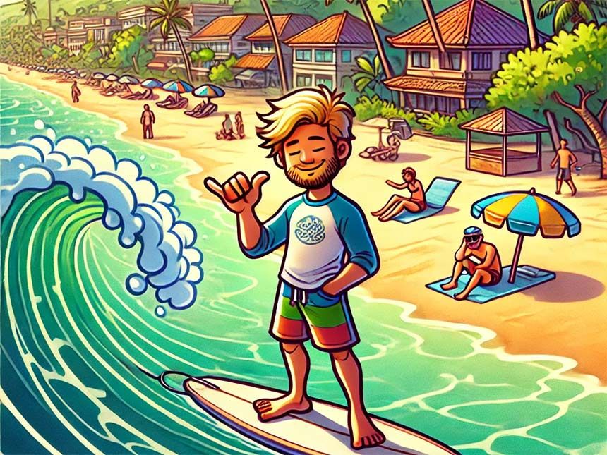 Catching the wave in Kuta beach