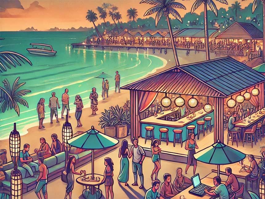 Beachfront bar in Kuta