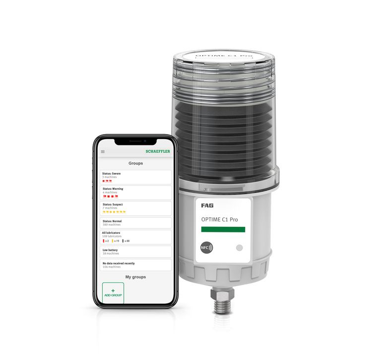 FAG OPTIME C1 Pro är den senaste enpunkts-smörjlösningen som har lagts till i Schaefflers sortiment av smarta auto-matsmörjare. Helt elektromekanisk för ännu högre driftsäkerhet och flexibilitet i användning. Drifttid på upp till 24 måna-der och tre patronstorlekar för att täcka ett brett spektrum av applikationer.
