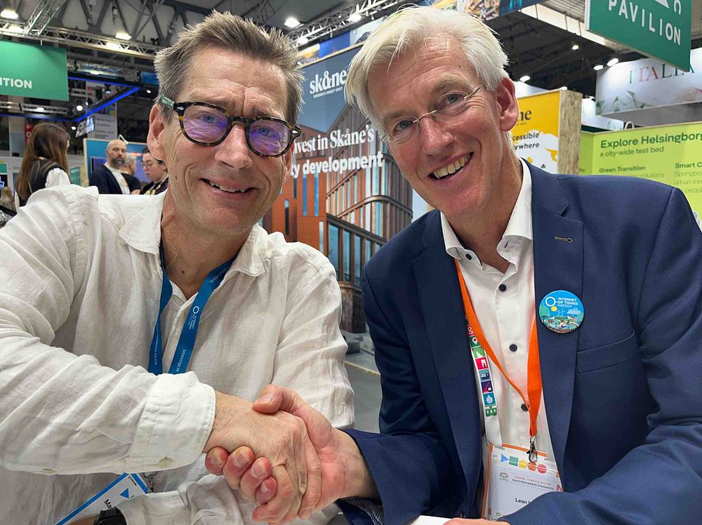 Magnus Fransson and Leon Hendriks at the Smart City fair in Barcelona.
