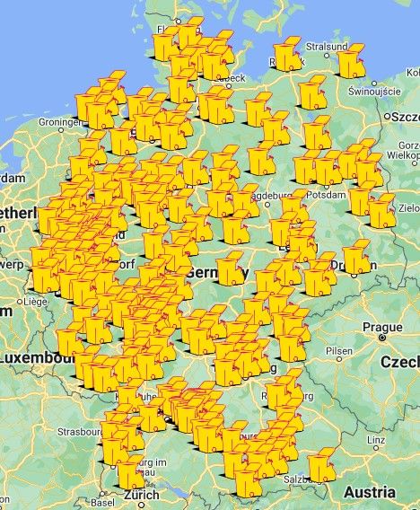 Deutschlandkarte mit allen Daten und Standortinfos