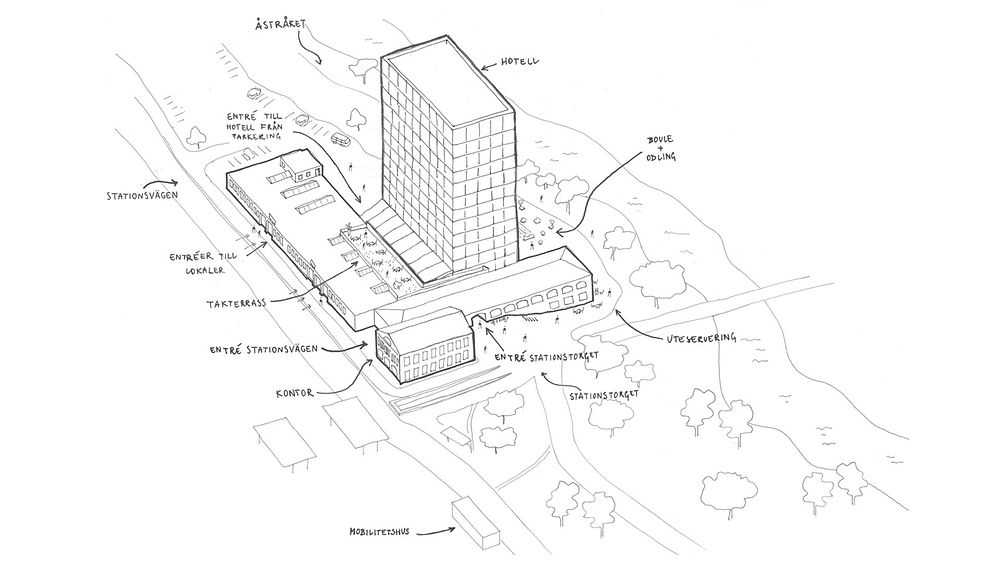 Kaminsky Arkitekturs och Västprojekts visionsbild för kvarteret Kniven.