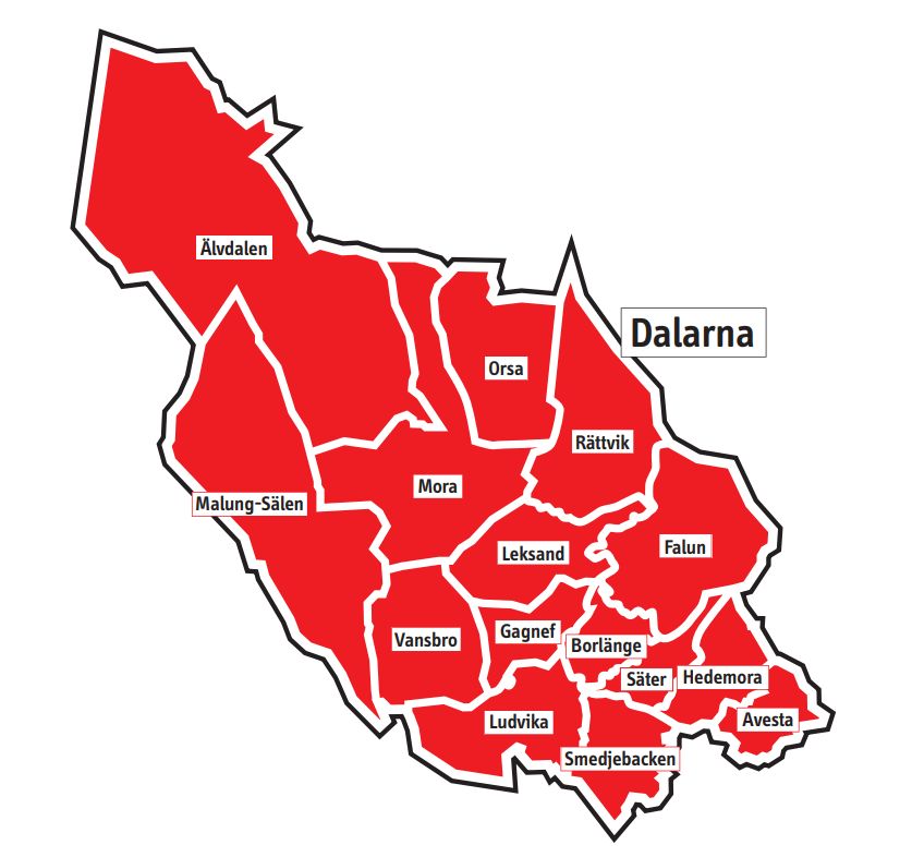 Karta över Dalatrafiks nya zonmodell