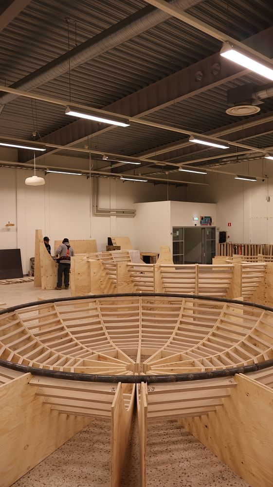 Bryggeriet i Malmö har anlitats för att bygga konstruktionen. Bild från byggprocessen.  Foto: Malmö Konsthall