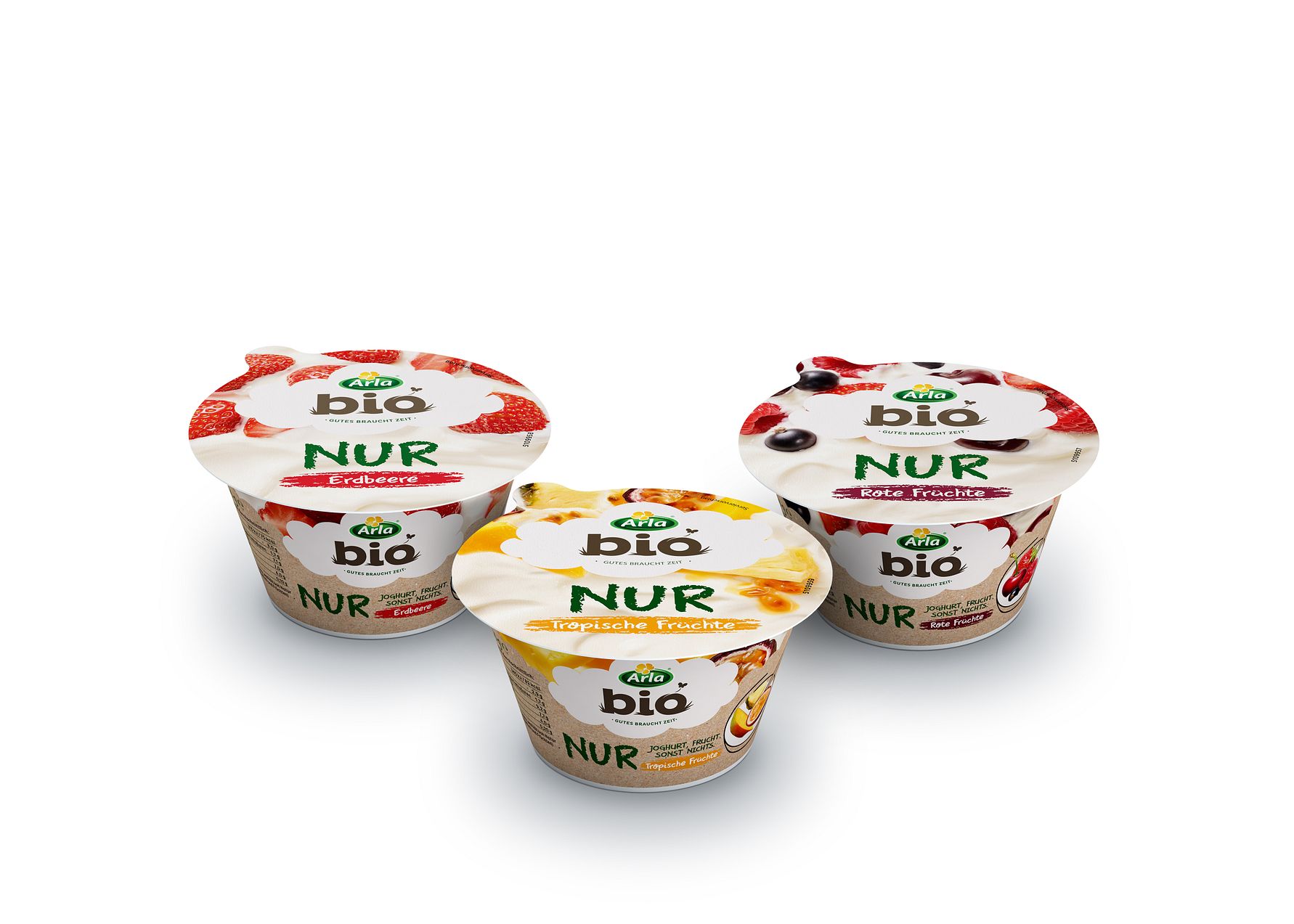 Fruchtjoghurt-Premiere: NUR Bio Joghurt und Bio Früchte. Sonst nichts.